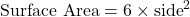 \text{Surface Area} = 6 \times \text{side}^2