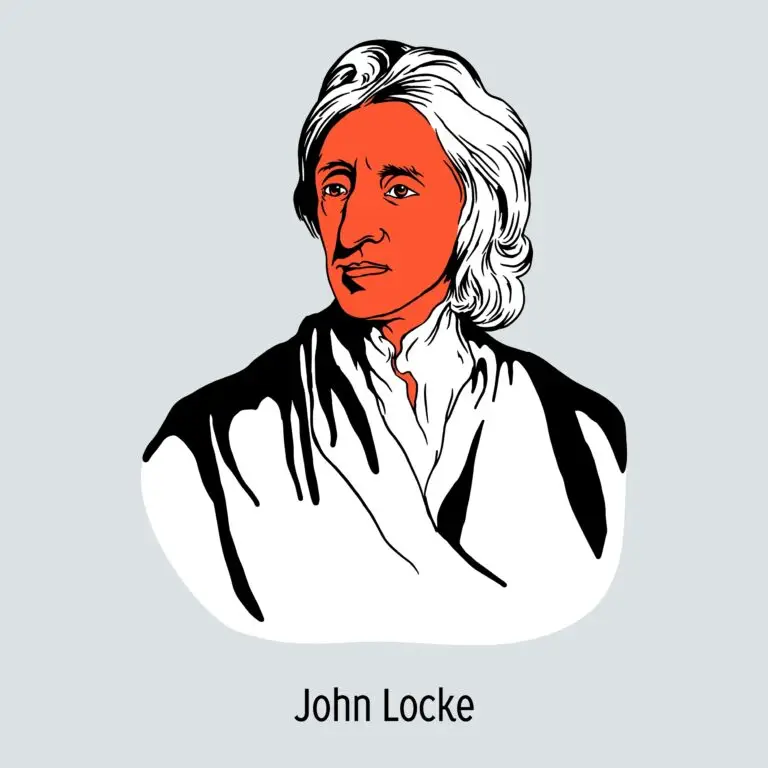 Stylized illustration of John Locke, an influential philosopher of the Enlightenment era, with his name labeled below.