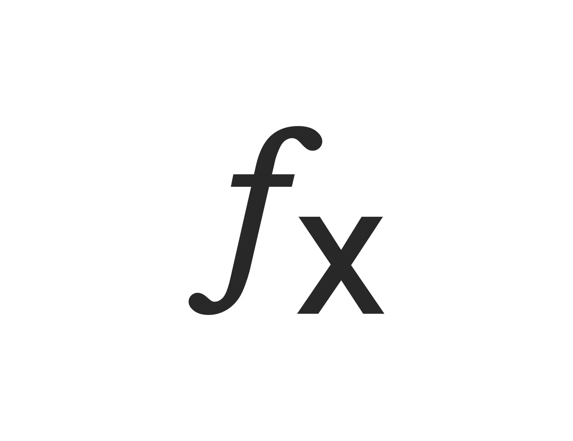 A black mathematical function notation "f(x)" on a white background.