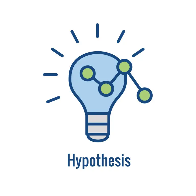 Illustration of a lightbulb with a glowing line graph inside, symbolizing the development of a hypothesis.