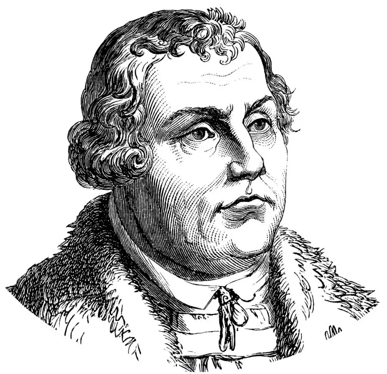 Engraved portrait of Martin Luther, a key figure in the Protestant Reformation.