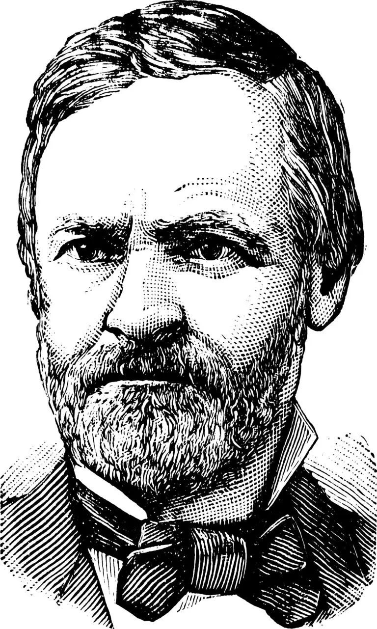 Engraving of Senator John Sherman, known for the Sherman Antitrust Act.