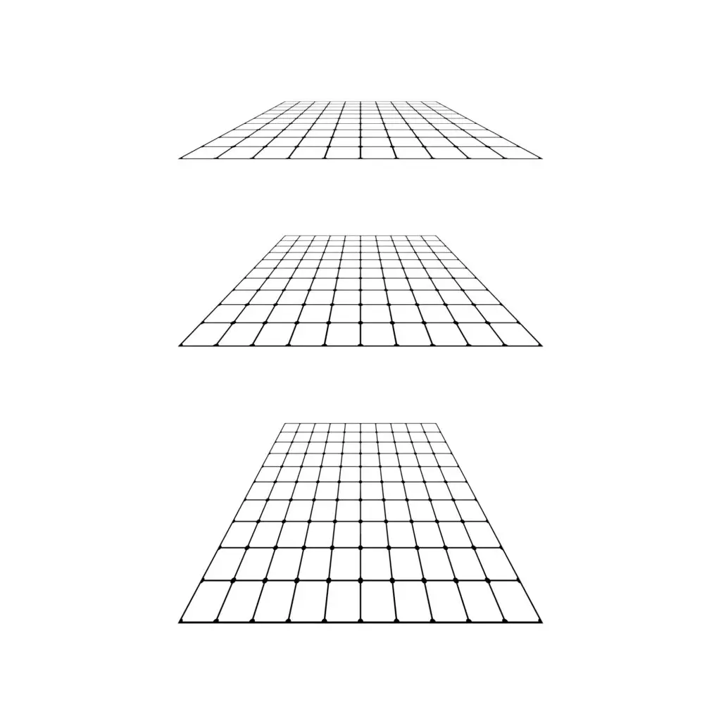 Three geometric planes shown in a stacked arrangement, each represented as a flat, grid-like surface.