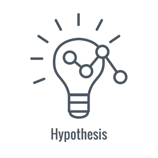 Icon of a lightbulb with a line graph inside, labeled 'Hypothesis'.